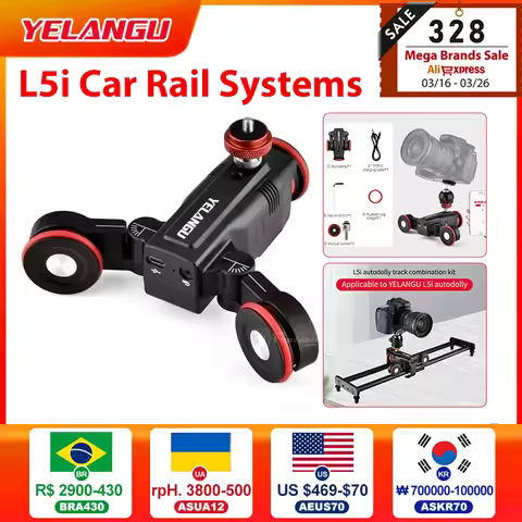 YELANGU L5i Car Rail Systems Camera Slider Dolly Time Lapse Electric Motorized Dolly Car For Camera 