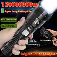 [128 hours of continuous use] LED lampu suluh led 50000w torch light rechargeable flashlight waterpr