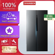 SHANBEN 18.10 cu. ft. /16.52 cu. ft.  French door refrigerator inverter refrigerator, side-by-side refrigerator, air-cooled frost-free large-capacity refrigerator, inverter 2-door sales (composite stainless steel panel)