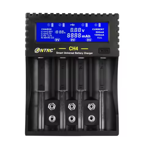 HTRC CH4 Battery Charger Li-ion Li-fe Ni-MH Ni-CD Smart Fast Charger for 18650 26650 6F22 9V AA AAA 
