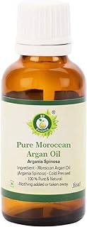 Moroccan Argan Oil | Argania Spinosa | Moisturizes Skin | Brightens Skin | Fights Acne | Anti-Aging | For Hair | Makes Hair Shiny | 100% Pure Natural | Cold Pressed | 30ml | 1.01oz By R V Essential