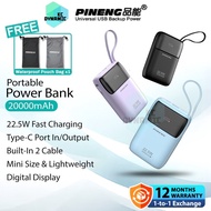 Pineng PN-832PD 20000mAh Powerbank Built-In Cable 22.5W Fast Charging Power Bank PN-832 Pineng Power