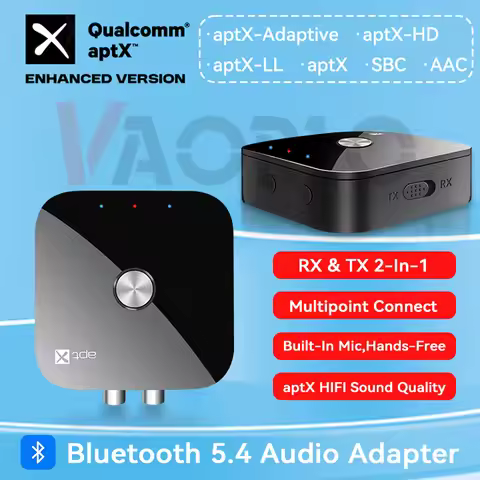 APTX Bluetooth5.4 Audio Transmitter Receiver aptX-Adaptive/HD/LL 3.5MM AUX Multipoint 2in1 Wireless 