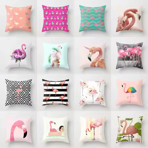 Pink Pillow Flamingo Backrest Headboard Decorative Cushion Nordic Style Office Nap Pillow Car Lumber