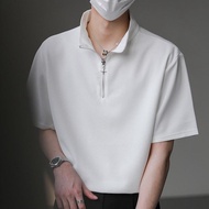 MNO.9 Polo T35 เสื้อโปโลแขนสั้นชาย ทรงสวมหัว มีซิปรูดได้สุดถึงคอ ผ้าวาฟเฟิล เสื้อแขนสั้น เสื้อลำสฃลอ