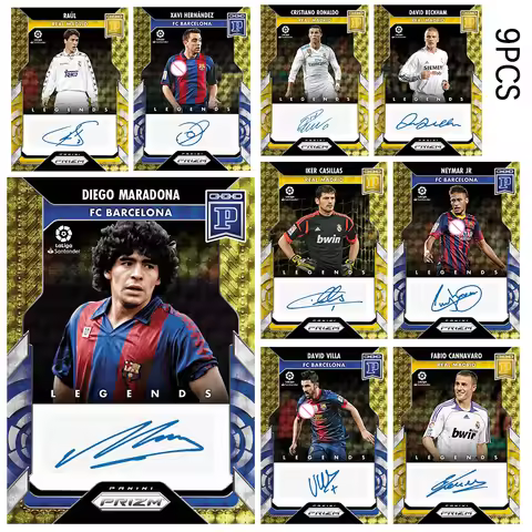 SPORTS 9PCS Soccer star card homemade DIEGO MARADONA NEYMAR JR FABIO CANNAVARO RAUL signature Collec