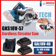 BOSCH GKS18V-57 CORDLESS CIRCULAR SAW C/W GAL18V-40 CHARGER + 2x PROCORE 18V 4.0AH BATTERY (GKS18V57