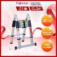 Thang nhôm rút gọn chữ A nhập khẩu FUJIHOME TLA08 chiều cao tối đa 5m - 2x8 bậc - Đế cao su - Bảo hà