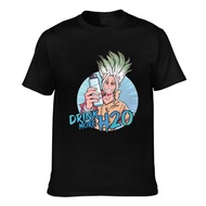 Novelty Top Tee Senku Says To Drink More H2O Japanese Anime Manga Funny Soft T-Shirts