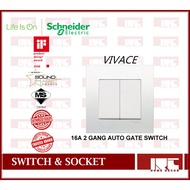 SCHNEIDER VIVACE SERIES 16A 2 GANG AUTO GATE WALL SWITCH / WHITE / ALUMINIUM SILVER