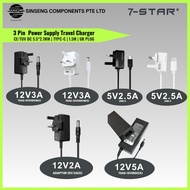 7-STAR* MaxTen | APD | Huawei 12V /5V Power Adaptor 3 Pin UK PLUG CE/TUV 2.1*5.5MM / Type-C (SAFETY 