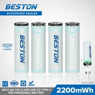 Beston AA 1.5V Li-ion 2200mwh USB to Type C Rechargeable Lithium Battery 2AC-60 with Cable