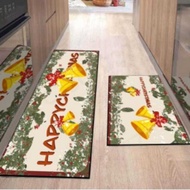 Santa Floor Mat Kitchen Two-Piece Floor Mat Absorb Water Dirt-Resistant Floor Mat Entrance Door Floo