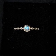 天然藍月光石純銀戒指~可調式