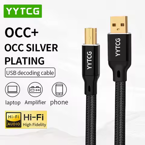 YYTCG Hifi USB Cable High Quality OCC Silver Plating DAC A-B C-B C-C Digital AB Audio Type A to Type