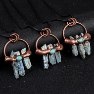 Hongyun Hongyun-kls-Hot Sale Natural Kyanite Three Rough Stones Irregular Retro Kyanite Necklace DIY
