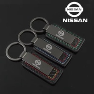 Leather Car Key Rings KeyChain Holder Gift Accessories for Nissan Altima 370Z Juke Kicks Leaf Livina