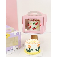 Handcarry Cake Tart Box with handle 16x16x12.5cm - Cake Box Cardboard - bentocake Box