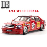 1:24 Scale BENZ W140 300SEL AMG Alloy Car Model Light & Sound Effect Diecast Car Toys for Boys Birth