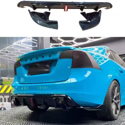 ABS Rear Bumper Trunk Lip Spoiler Different with Exhaust Tips For VOLVO S60 V60 2010-2019 VOLVO V60 