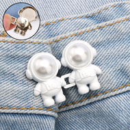 กางเกงเอวกางเกงยีนส์เข้ารูปนักบินอวกาศติดกระดุมปรับเอวได้เข็มกลัดเครื่องประดับแฟชั่นของขวัญให้เพื่อน