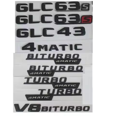 3D Matt Black Trunk Letters Emblems Badges Sticker for Mercedes Benz GLC43 GLC63 V8 V12 BITURBO AMG