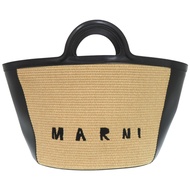 Marni 籃子包，拉菲草/皮革材質，米色，手提包 0841 [二手] MARNI
