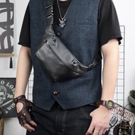 胸包男真皮休閒男士單肩包斜挎包頭層牛皮潮牌男腰包機車風小背包