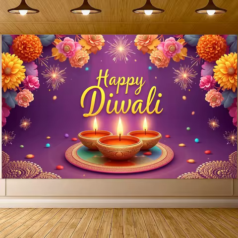 Diwali Decor Candle Decor Festival Celebration Banner Celebration Banner Colorful Design Diwali Occa