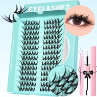 GROINNEYA Cat Eye Lashes kit Natural Voluminous Reusable Eyelash Extension kit for daily makeup
