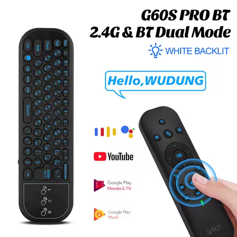G60S PRO BT Voice Remote Control 2.4G Wireless Air Mouse Backlit IR Learning BT5.0 Battery For Andro