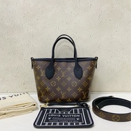 Lv neverfull bb 黑色老花雙面購物袋