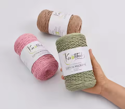 KNOTITUDE 2mm DIY Hand Knitting Recycled Cotton Cord Macrame Rope Crochet Yarn For Crochet & Knittin
