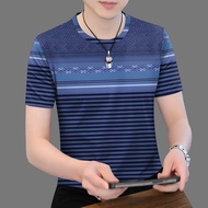 捡漏~冰丝印花时尚男装2025夏季减龄遮肚短袖T恤男士上衣25.6.3Picking up leaks~Ice silk printed fashionable men's clothing 2025