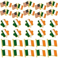 Tondiamo 15/30 Pcs Pin Lapel Hari St. Patrick, Pin Shamrock Ireland untuk Hari Patrick, Pin Bendera 