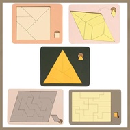 MXFASHION Wooden Geometric Puzzles, Geometric Shape 3D Puzzles Tangram Board Puzzle, 3D Puzzle Space