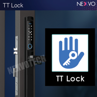 Digital door lock กลอนประตูดิจิตอล กันน้ำ IP66 ใช้กับ ประตู บานผลัก สีดำ เปิดได้ด้วย TTLock App สแกนลายนิ้ว รหัสผ่าน คีย์การ์ด กุญแจ