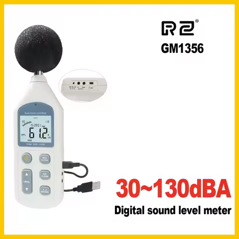 RZ New Digital Sound Level Meter Meters Noise Tester GM1356 30-130dB LCD A/C FAST/SLOW dB screen USB