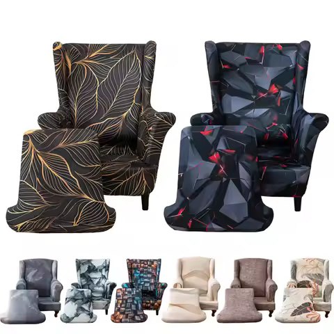 Wingback Chair Slipcover 2 Piece Wingback Chair Cover Spandex Wing Chair Slipcovers Wingback Armchai