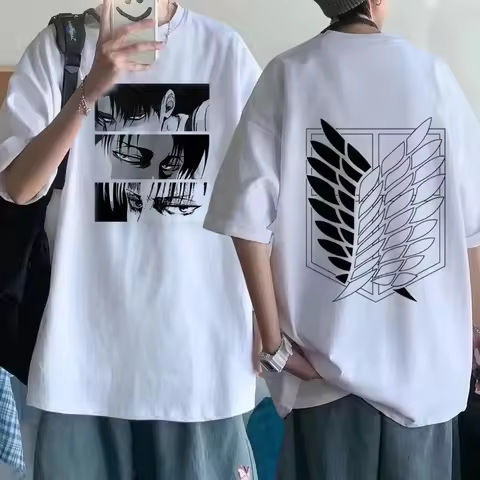Attack on Titan Streetwear Men's T Shirt Eren Yeager Shingeki No Kyojin Anime Summer Cotton Women To