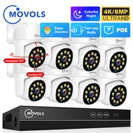 Movols ระบบ POE เฝ้าระวัง4K 8MP 4MP ออดิโอแบบสองทาง PTZ PTZ กล้อง CCTV AI กล้องวงจรปิด8CH P2P ชุด NV