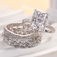 Effinny 4.0ct Radiant Cut 4PCS Cubic Zirconia Wedding Ring Set for Women, 925 Sterling Silver Promis