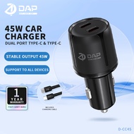 DAP D-CC45 Car Charger (45W & 30W) Dual Type-C Ports Fast Charging Includes Type-C Cable