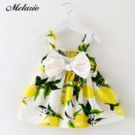 Infant baby clothes brand design sleeveless print bow dress 2018 summer girls baby clothing cool cot