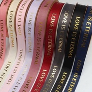 2.5cm Ribbed Ribbon Printed with Love is Eternal