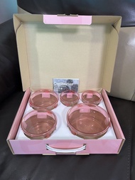 iwaki 耐熱玻璃保鮮盒 5件套 嫩粉紅 C-PRN-P25