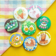 Original Foodie Buns 4cm Round Pins Brooch Pin
