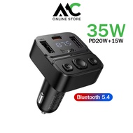 Hoco E87 บลูทูธในรถยนต์ อุปกรณ์รับสัญญาณบลูทูธในรถยนต์ 35W Car Charger Bluetooth FM Transmitter