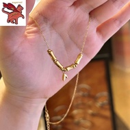 24k Saudi Gold Necklace Pawnable Legit bamboo necklace women's niche design fashion clavicle chain temperament accessories