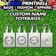 Custom Name Totebags Personalized Bag Canvas Katsa Printed for Unisex Men Woman Handbag Travel Needs